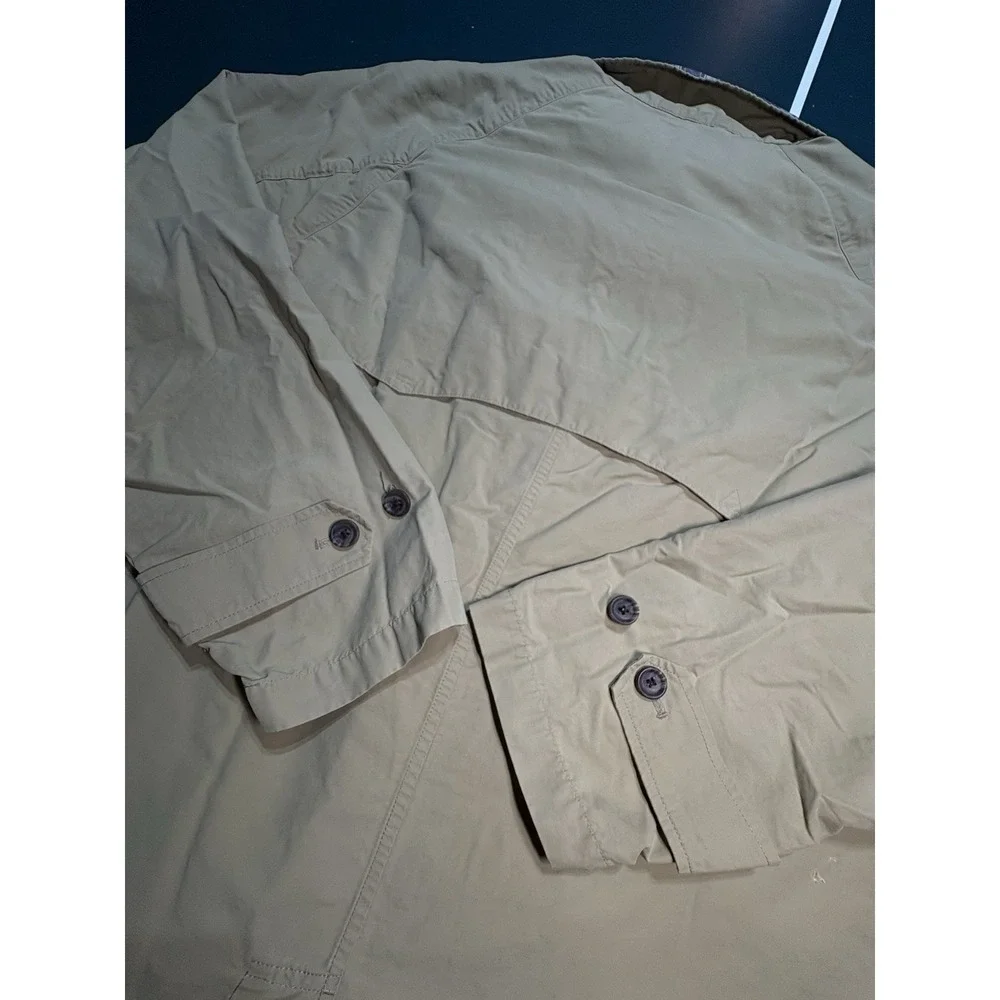 Vintage Ralph Lauren Polo Trench Coat Jacket Mens XL Beige Plaid‎ Collar 90s